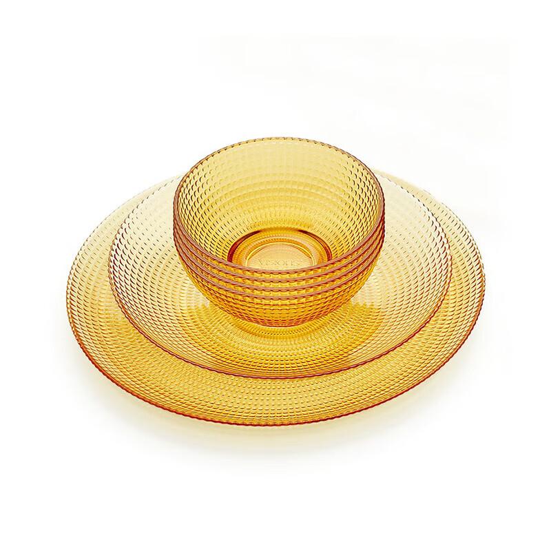 VISIONS Crystal Polka Dot Amber Glass Tableware Set