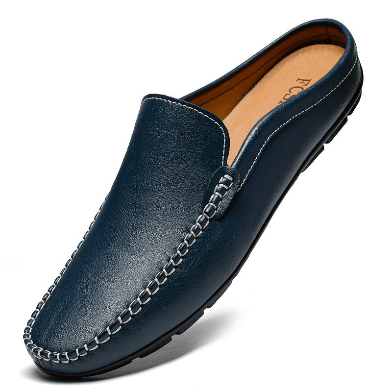 Men s 2025 Genuine Leather Closed-toe Breathable Sandals - Large Cowhide Half-open Casual Shoes 39