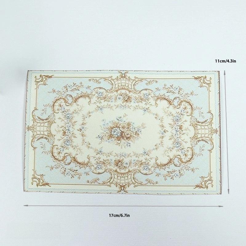 

1:12 1/4Pcs Dollhouse Miniature Antique Style Carpet Home Furniture Decor Toy Mini Retro Floor Mat Doll House Accessories