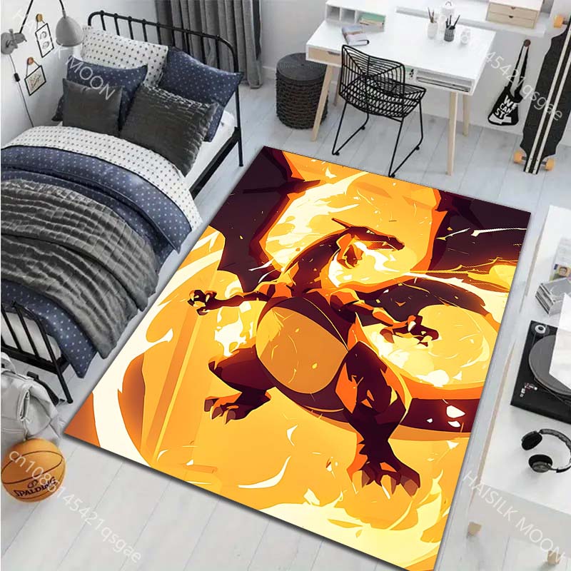 1PC Classic Japanese Charizard Pattern Cartoon Carpets Living Room Bedroom Bedside Floor Mat Area Rug Home Decor Gifts Potdemiel