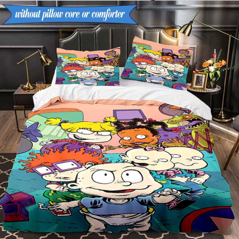 Rugr-ats: Urban Adventure 3pcs K-pop music group Bedding set,Ideal for Bedroom, Dormitory,Including Duvet Cover And 2pcs Pillowcases,Fan gifts