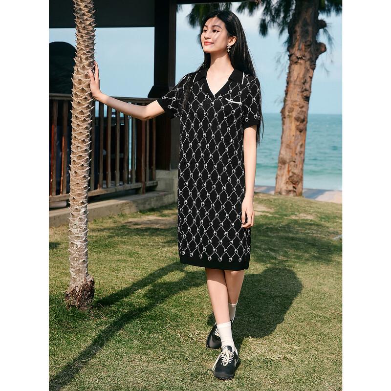 

JZ Annacoco Women s Retro Strawberry Jacquard Polo Knit Dress 2XL