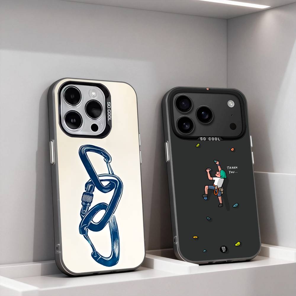Rock Climbing Wall Cool Phone Case For iPhone 17,16,15,14,13,12,11,Pro,XS,Max,Plus,Mini,SE4,E IMD Matte Black