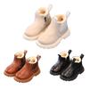 Boys Girls Winter Inside Padded Velvet Warm Boots British Style Non-Slip Snow Shoes Side Zipper Design Short Boots Leather Boots