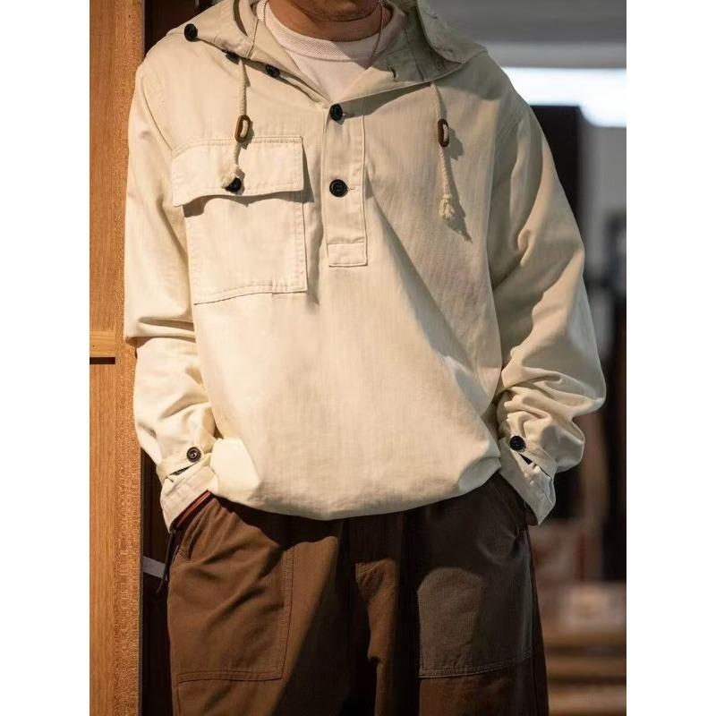 

American Retro Jacket, Blouse, Men s Pullover, Hooded, Functional Style, High Street Sweater S хакі