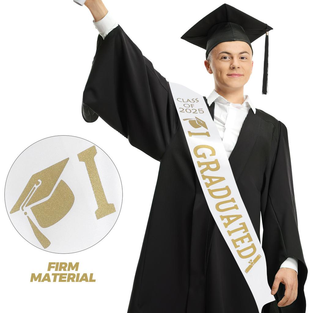Graduation Sash Class of 2025 Elegant Adjustable Senior Sash for Women Bachelor Graduation Party Decor Ribbon Etiquette Belt