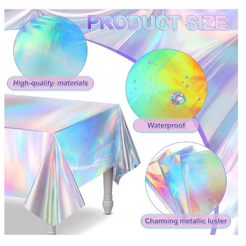 5PCS Rectangular Laser Disposable Tablecloth Shiny Iridescent Tablecloth Party Table Cover  Wedding