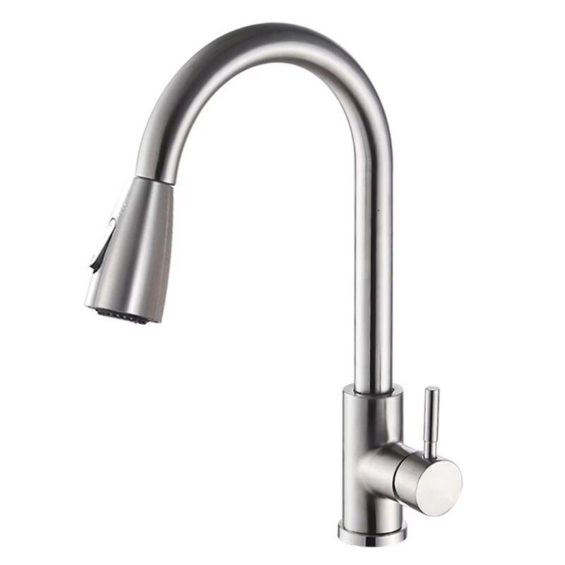 Black Brushed Stainless Steel Pull-Out Kitchen Faucet