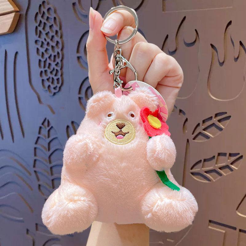 Bouquet Hug Bear Plush Toy Mini Couple School Bag Pendant Doll Cartoon Doll Gift Keychain