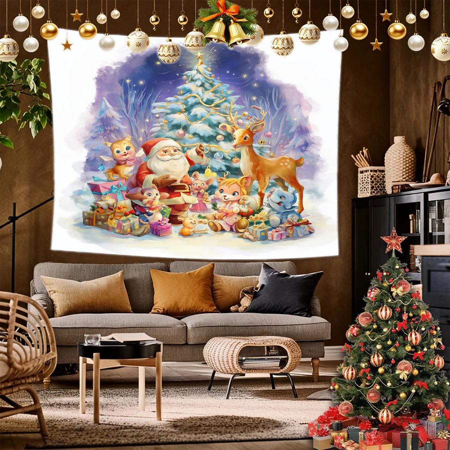 Weihnachtsmuster Wandteppich Hintergrundtuch Hängendes Tuch Schlafzimmer Nachttisch Dekoration Wandtuch Mietwohnheim Wandteppich