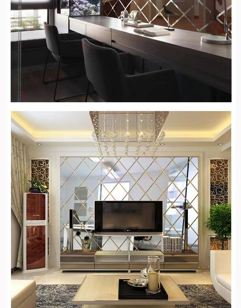 Acrylic Diamond Splicing Background Wall Mirror Sticker for Living Room Decoration