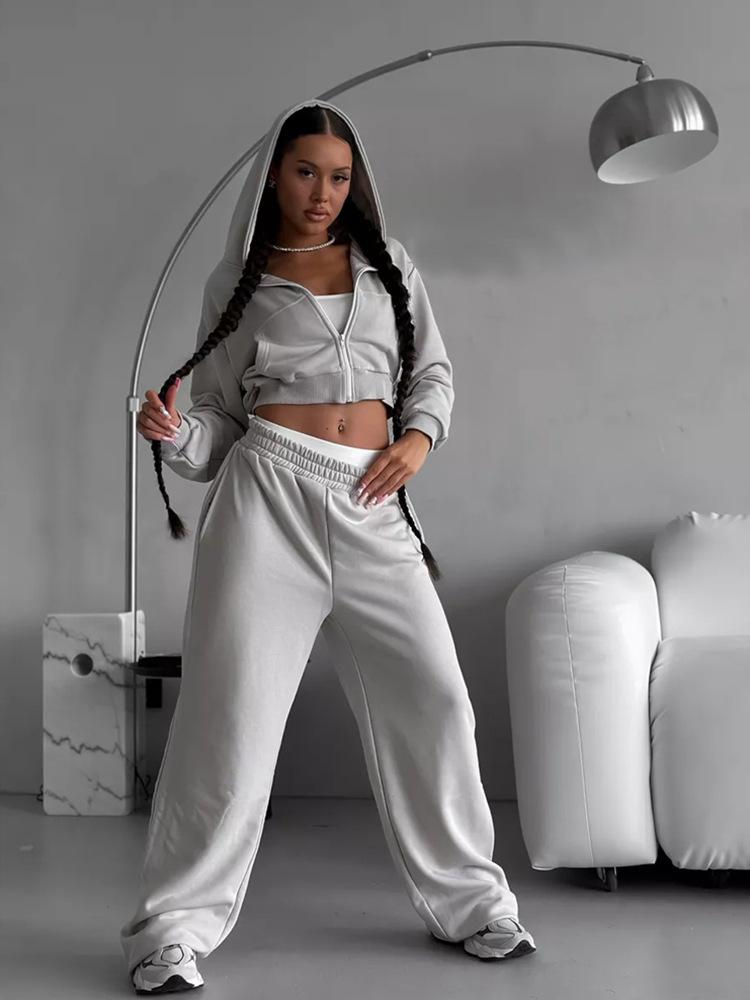 2026 Sexy Mode Lounge-Set Langarm Kapuzen-Crop-Top Shorts Cardigan Jogginghose 2-teiliges Outfit