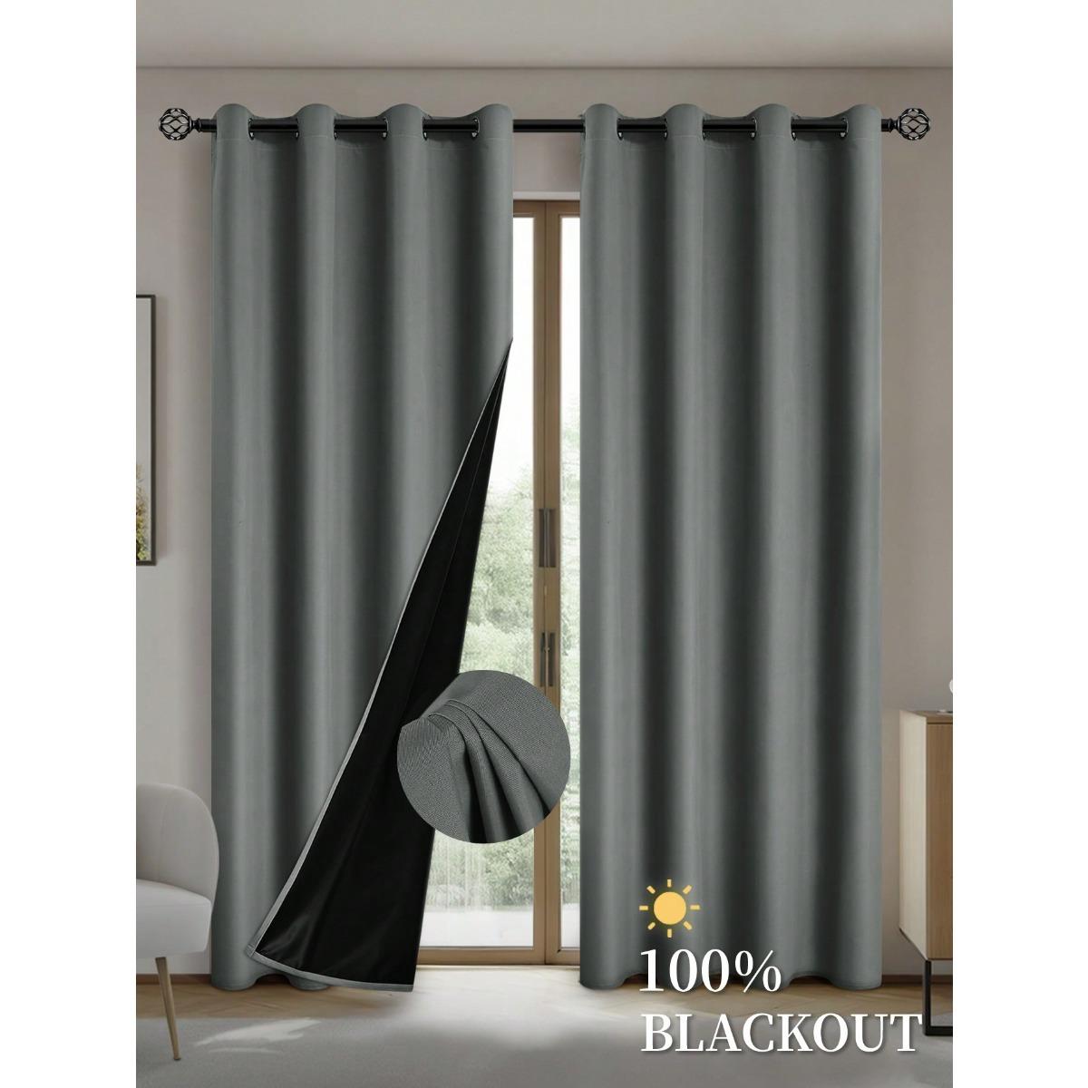 

1pc Blackout Drapes with Coated Insulated Lining, Curtains for Living Room, Bedroom, Kitchen, Home Decor, Room Decoration 100X130CM 1PCS&Grommet Top темно серый