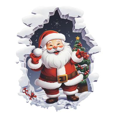 Christmas Wall Stickers Self Adhesive Santa Decals for Living Room Bedroom Porch Home PVC Waterproof Holiday