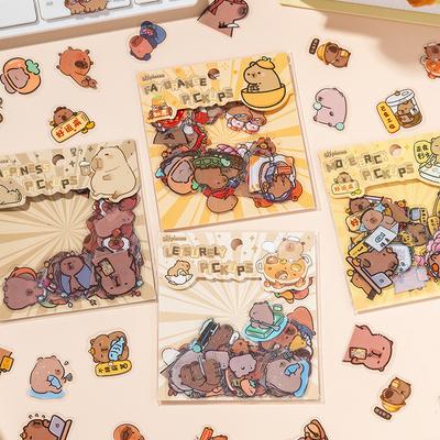 50 Pcs Cute Cartoon Guinea Pig Pickup Hand Tent Stickers Children Girl Stickers PET Sticker Pack Scrapbooking Accessories