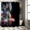 Colorful Buddha with Lotus Flowers Shower Curtain - Waterproof and Mildew-Resistant Bathroom Decor