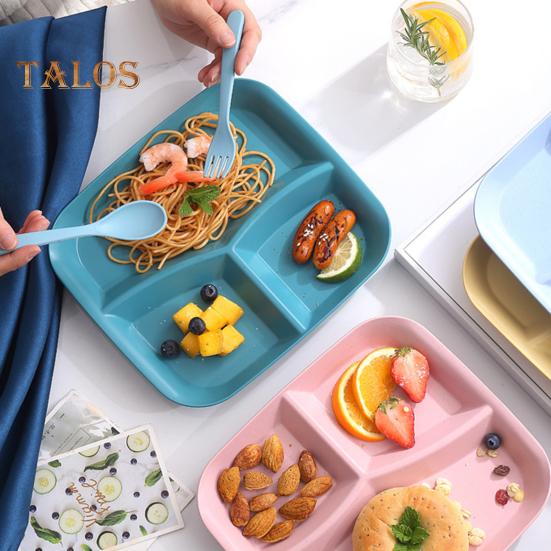 Rechteckiger Speiseteller mit 3 Fächern, lebensmittelechtes PP, spülmaschinenfest, für Erwachsene und Kinder, Frühstück, Snack, Gemüse, Mahlzeiten, Servierteller, Küchenzubehör