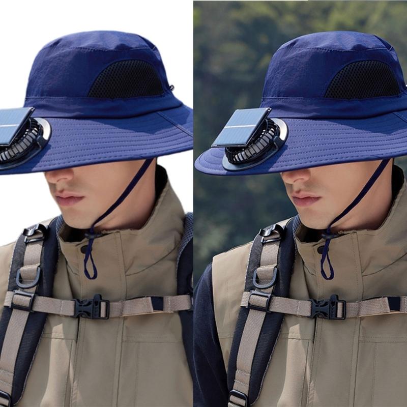 Solar Powered Outdoor Cooling Hat With Built In Fan For Hiking Fishing Lightweight Adjustable Sun Hat