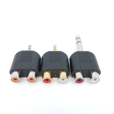 1x 1/4 inç Ses 3.5mm 6.5mm 6.35mm Erkek Fişten 2 Çift Rca Dişi Jak fiş Y Ayırıcı stereo Konnektör Dönüştürücü AV Adaptörü