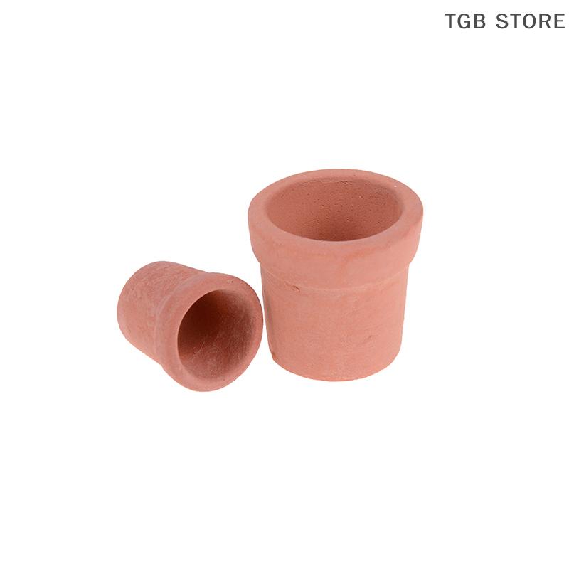 12Pcs/Set 1:12 Miniature Handmade Red Clay Flower Pot Dollhouse Garden Home