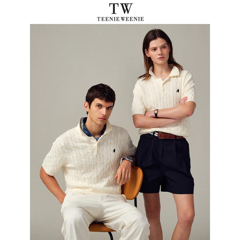 

Teenie Weenie Men s Retro Cable Knit Short Sleeve Polo M