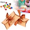 50pcs Kraft Paper Pillow Shaped Wedding Birthday Party Gift Box Portable Exquisite Candy Box