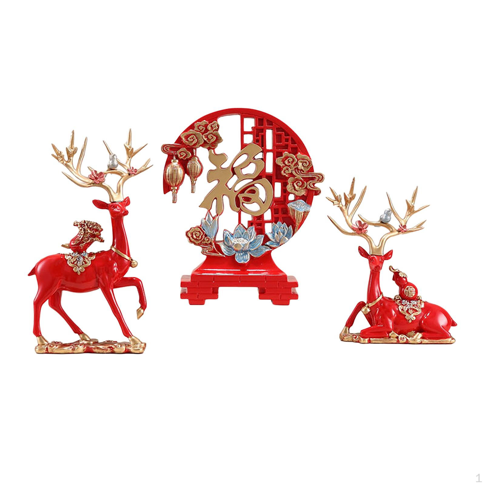 

Пара фигурок оленей, статуэтки оленей, набор для творчества, скульптуры для офиса, камина, гостиной красный