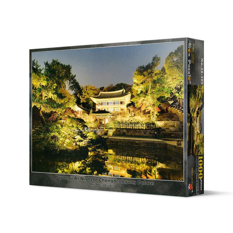 Puzzle de 1000 de piese - Palatul Changdeokgung, Iazul Buyongji noaptea, puzzle coreean popular