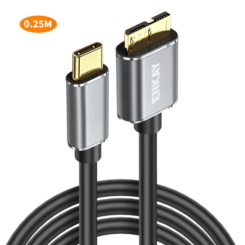 

ENKAY HAT PRINCE 0.25m USB 3.1 Type-C to USB 3.0 Micro B Cable for Camera Hard Drive Charging Data Cable As Shown A
