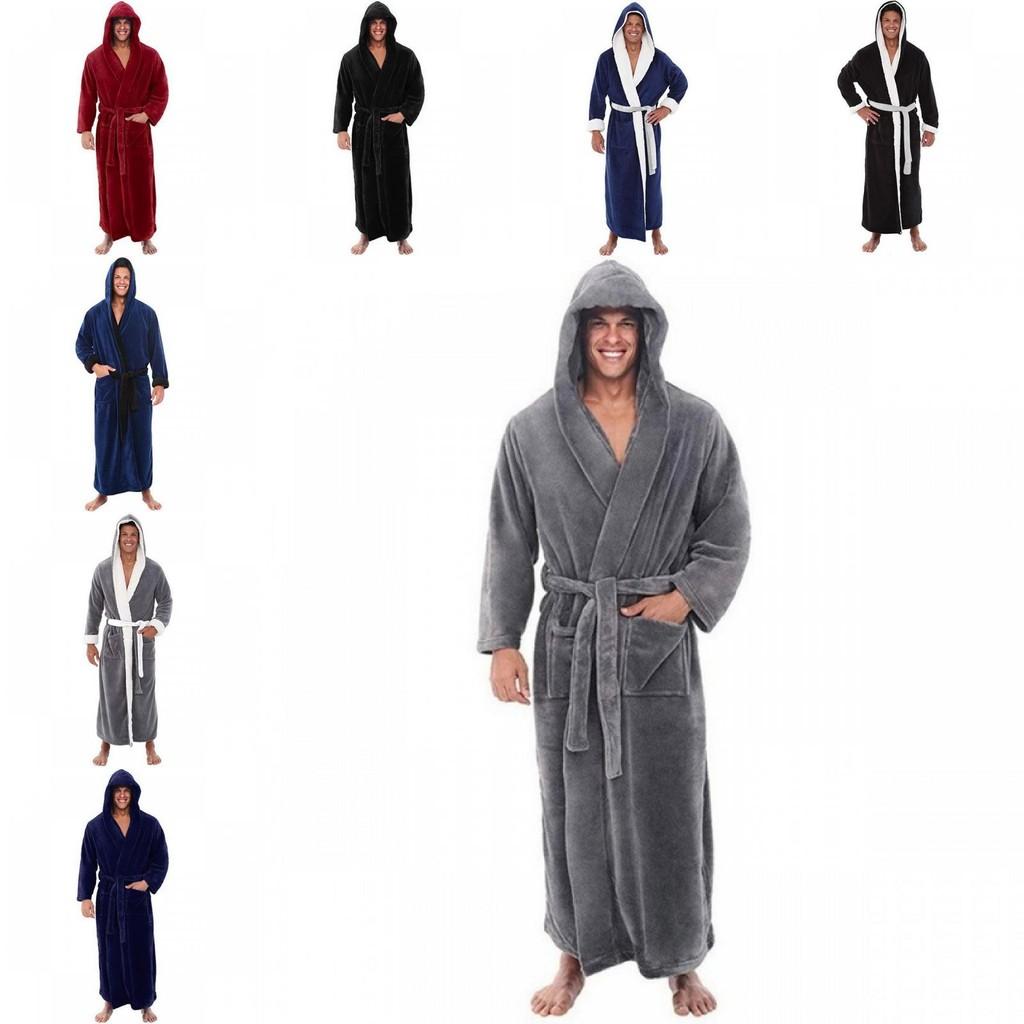 Cozy Long Sleeve Hooded Bathrobe For Autumn And Winter Homewear In Multiple Colors