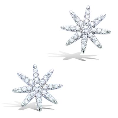 [Q4067] - Silver Earrings 'Etoile Du Nord' White Silver (rhodium Plated) - 11 Mm