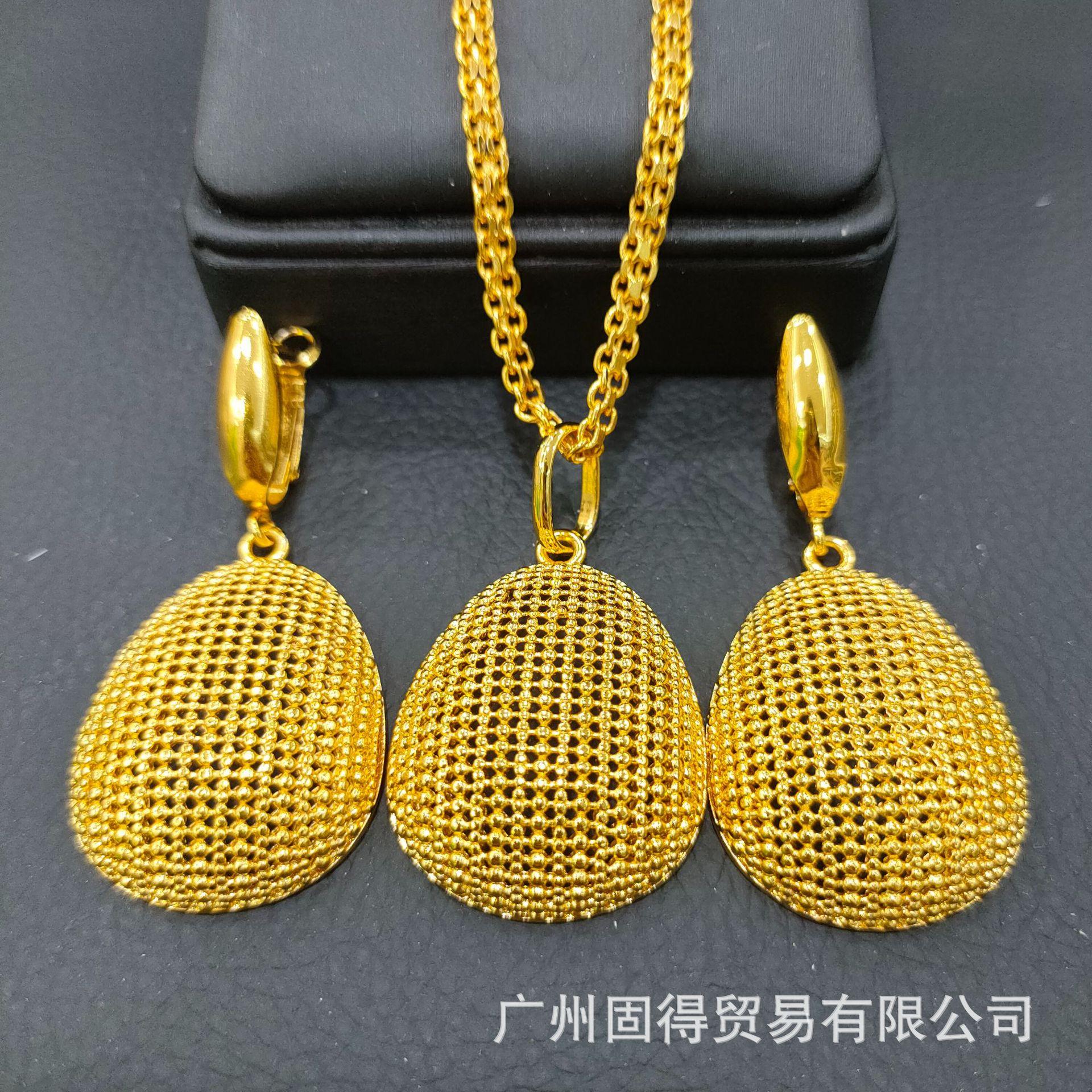 

Ближний Восток Дубай Циркон Латунь Позолота 24 карата Подвеска Серьги Ожерелье Циркон Набор для женщин и Африки Ювелирный набор