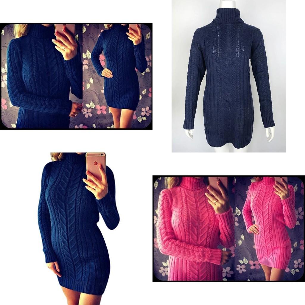 Sexy Autumn And Winter Knit Dress Slim Fit And High Collar Twist Design