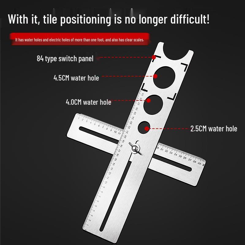 Adjustable Multifunction Tile Hole Locator and Ruler Tool