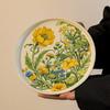 Retro flower ceramic plate Cute girl flower dessert breakfast plate Household ceramic plate High value vegetable plate