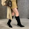 High Heel Pointed Khaki Suede Pile Boots Women's Shoes 2025 Autumn and Winter Single Boots Skinny Long Knight Boots