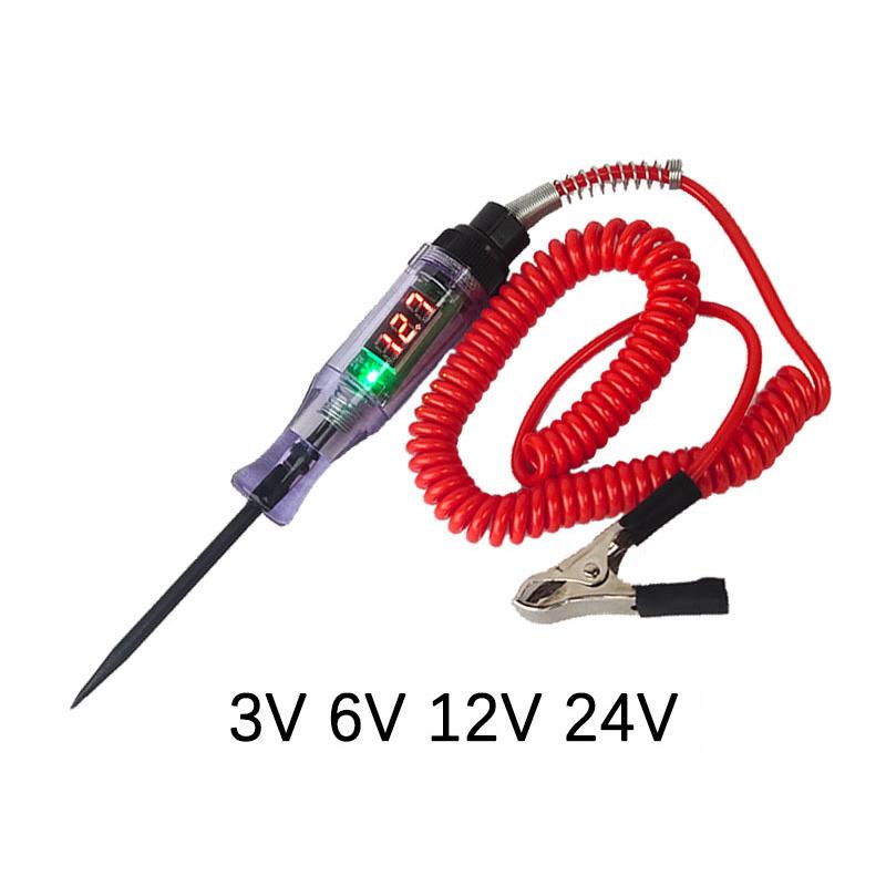 Digital Display Car Truck Voltage Circuit Tester Long Probe Pen Light Bulb Automobile Diagnostic Tools Auto Repair Accessories