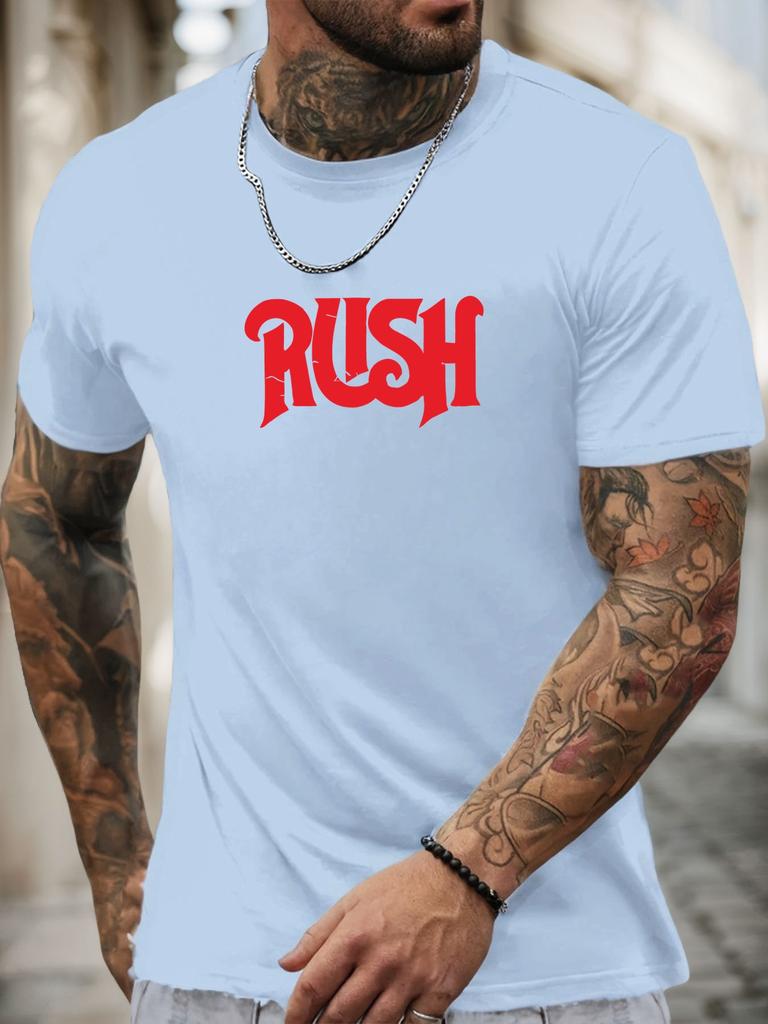 Kurzarm T-Shirt RUSH Herren 100% Baumwolle Muster Gedrucktes Hemd Sommer Rundhals Atmungsaktiv Lässig Mode Cooles T-Shirt