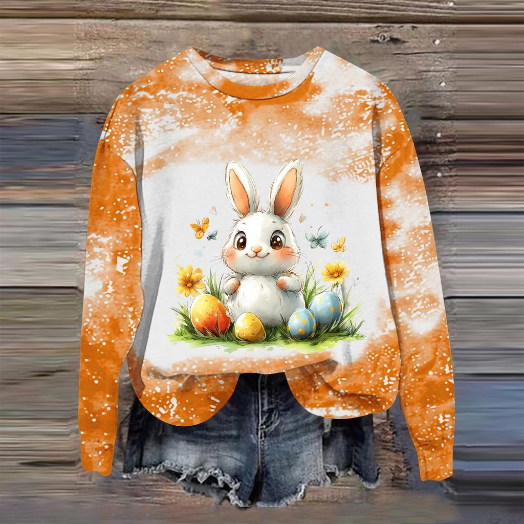 Women's Fashion Printed Long Sleeve Loose Round Neck Sweatshirt Top Fall