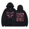 Oversized Hooded Sweatshirt Women Men Streetwear Hip Hop Loose Fit Winter Warm Fleece Lined Printed Pullover