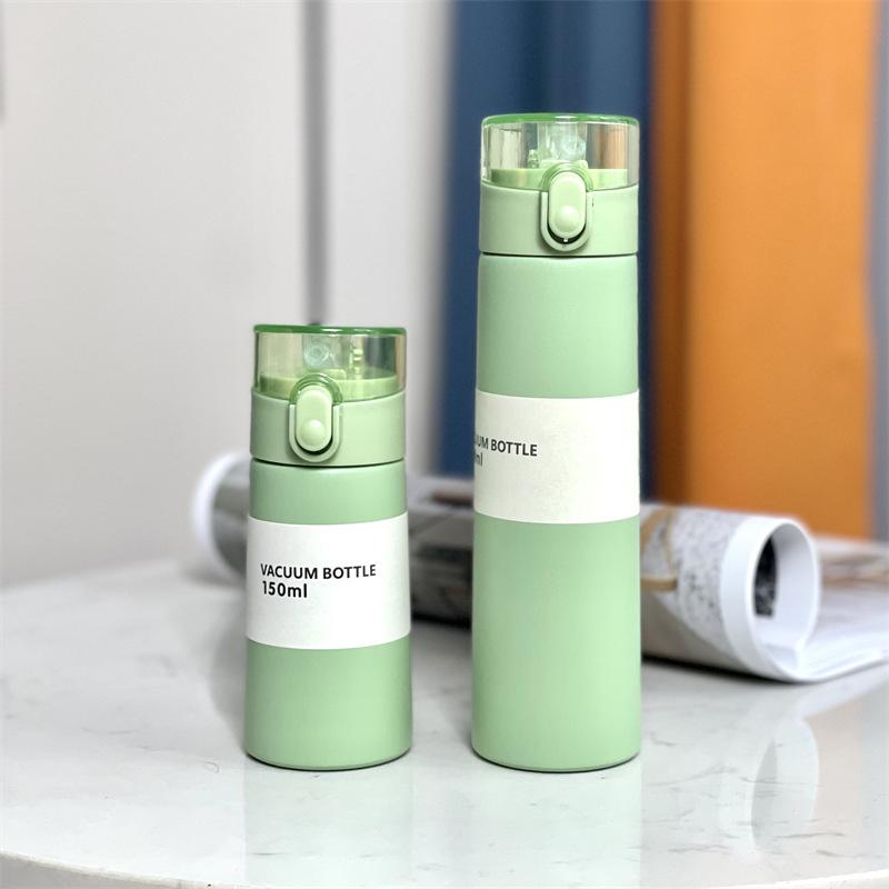 1pc 150ml/250ml Mini Thermos Cup Leak-proof Thermos Insulated Cup With Straw Portable One-button Opening Pocket Thermal Mug