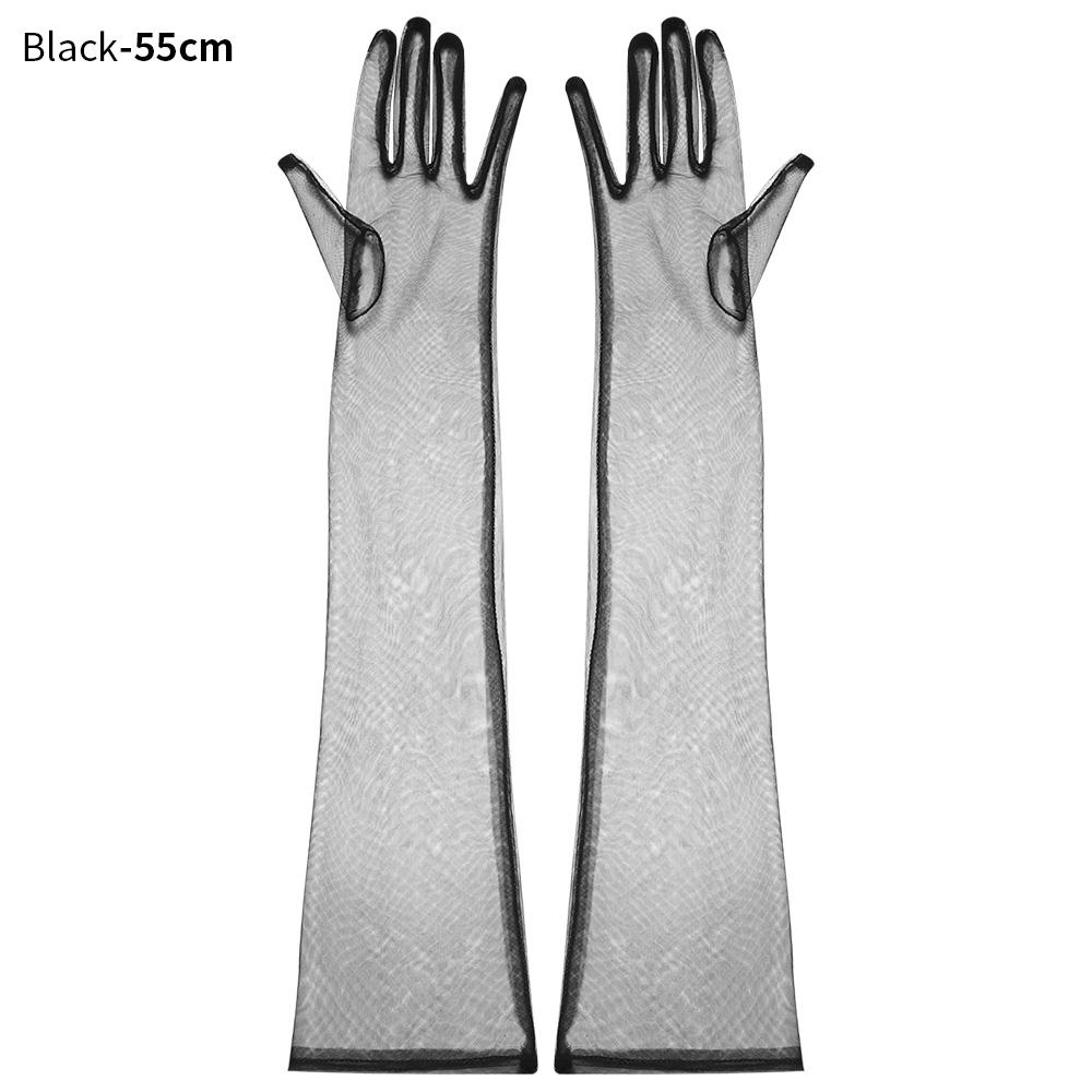 Women Sexy Lace Gloves White Mesh Tulle Gloves Lady Summer Sunscreen Mittens For Lady Driving Gloves Thin Elbow Long Gloves