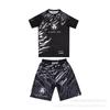 Conjunto de Shorts e Camiseta para Treino de Boxe MMA Homens Mulheres Muay Thai Esportes de Combate Alta Elasticidade Equipamento Fitness