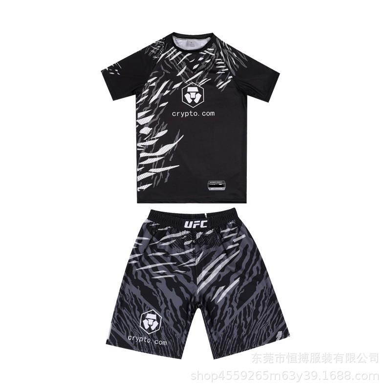 Conjunto de Shorts e Camiseta para Treino de Boxe MMA Homens Mulheres Muay Thai Esportes de Combate Alta Elasticidade Equipamento Fitness