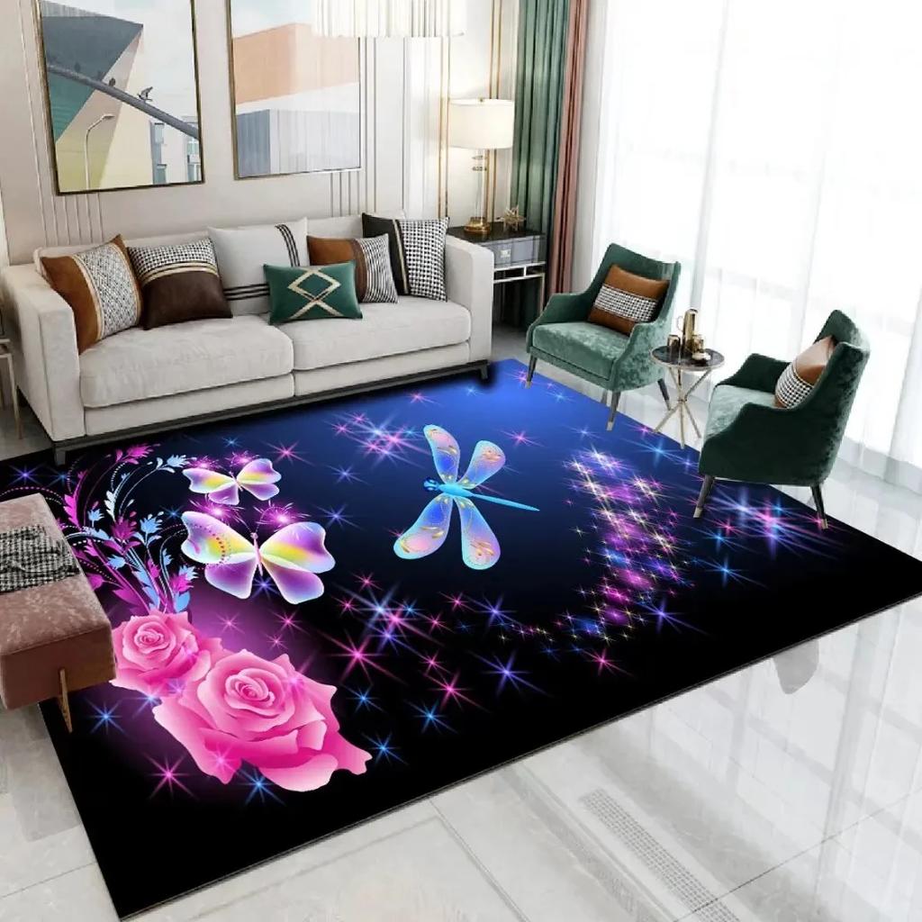 3D Print Dream Butterfly Carpet Children Bedroom Decor Floor Mat Soft Anti-slip Living Room Carpets Home Decoration Area Rug