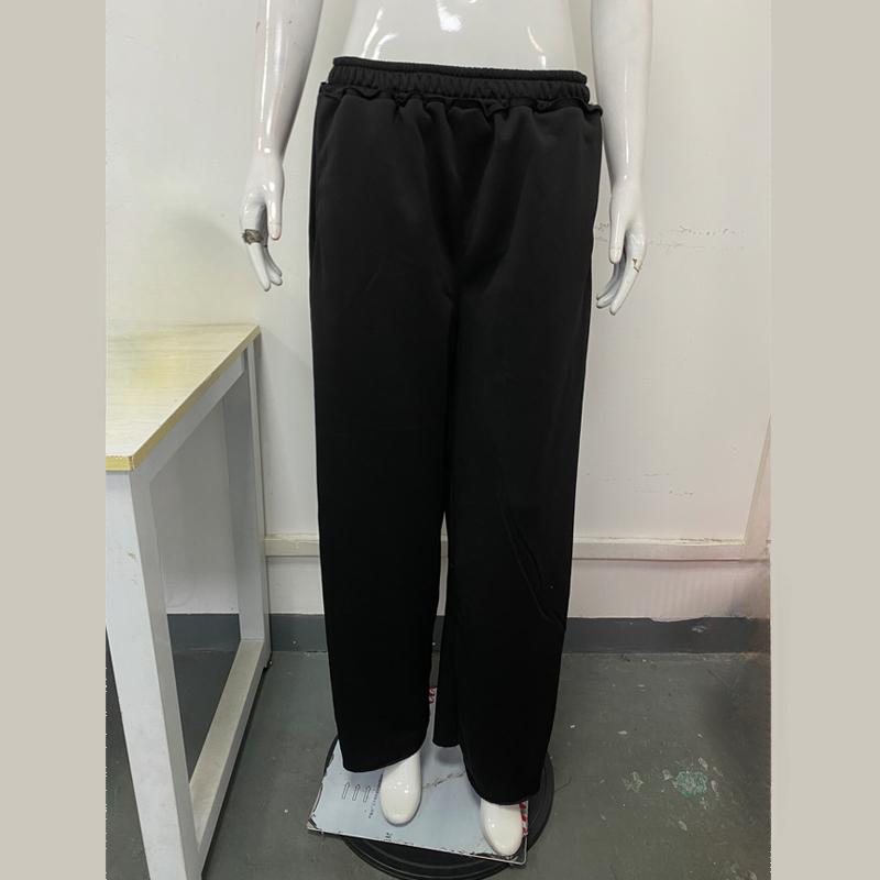Europäische und amerikanische Retro-Damen-Freizeit-Hose mit hohem Bund, locker, mit Fransen, bodenlang