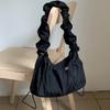 Fold Shoulder Bag Vintage Casual Designer Underarm Crossbody Bag Simple Fashion Women Pleated Nylon Fabric Shoulder Bags