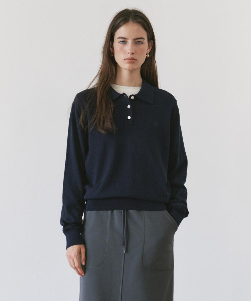 SIYAZU Sikn2136 Classic Collar Knit_Dark Navy