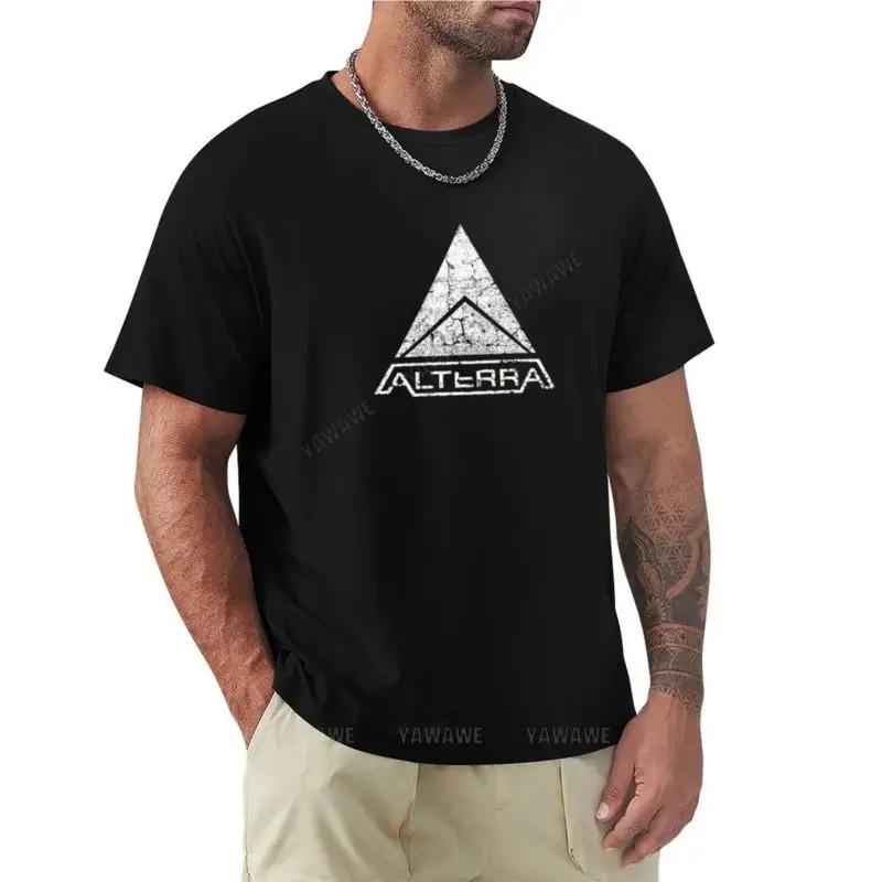Mens Summer Tshirt ALTERRA White Logo TShirt Man Clothes Tees Mens Tall T Shirts Cotton Tshirt Men Tee Shirt S разноцветный