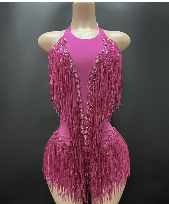 BH1287 Halter Tassel Latin Dance Performance